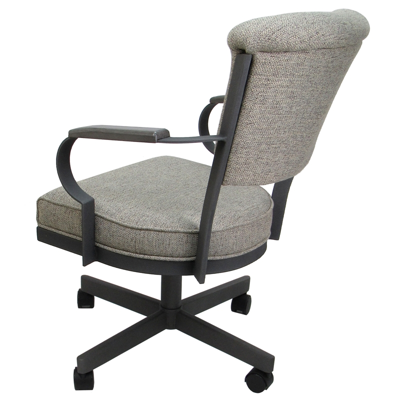 Pemberly Row Swivel Metal Caster Chair in Portwood Ash and Gray
