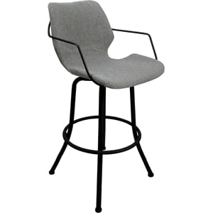 Pemberly Row Swivel Metal Extra Tall Stool 34&quot Seat in Hemsath Slate Fabric