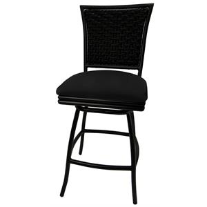 Pemberly Row Outdoor Swivel Counter Stool 26&quot Seat in Black Fabric Black Metal