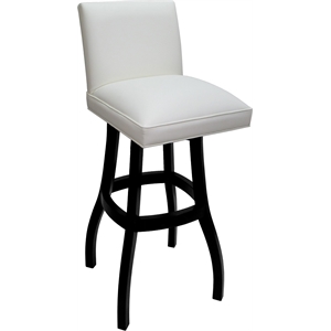 Pemberly Row 34&quot Extra Tall Solid Wood Bar Stool in White Vinyl and Black