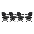 Pemberly Row Set of 4 Swivel Metal Dining Caster Chair in Black Vinyl Grey