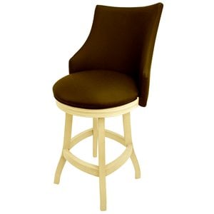 Pemberly Row 26&quot Swivel Wood Counter Stool with Full Back in Brown/ Beige