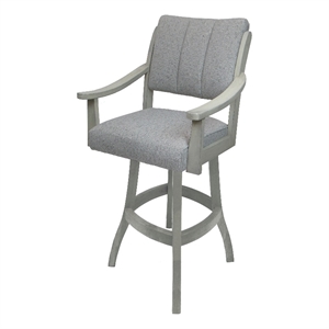 Pemberly Row Solid Wood Bar Stool 30&quot in Hemsath Slate Fabric ET Wood