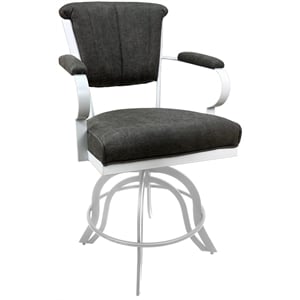 Pemberly Row Swivel Tilt Metal Counter Stool 24&quot in Dark Gray Fabric White
