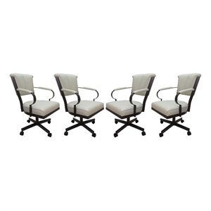 Pemberly Row Set of 4 Swivel Metal Caster Dining Chairs on Wheels