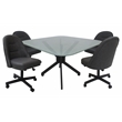 Pemberly Row Dinette Swivel Metal Caster Chairs Crackle Glass - Grey Vinyl Black