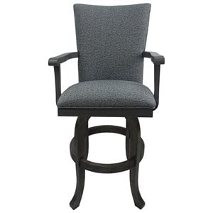 Pemberly Row 30&quot Swivel Wood Bar Stool with Full Back in Aqua Marine Blue