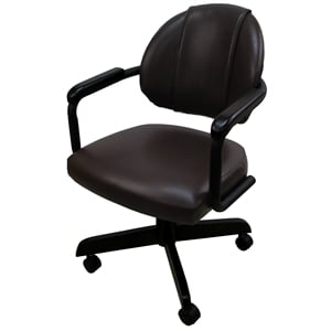 Pemberly Row 34&quot Swivel Metal Dining Chair with Upholstered Seat in Black