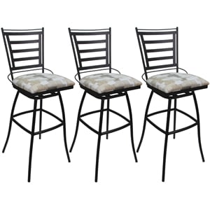 Pemberly Row Set of 3 Outdoor Indoor Extra Tall Stools in White and Gray