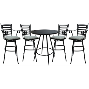 Pemberly Row Pub Set 30&quot Stool with Arms in Coco Taupe Black Frame