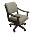 Pemberly Row Caster Solid Wood Dining Chair in Driftwood Beige on Brown Wood