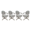 Pemberly Row Set of 4 Swivel Metal Dining Caster Chairs in Portwood Ash