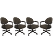Pemberly Row Dinette Swivel Metal Caster Chairs Crackle Glass in Sanora Brown