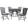 Pemberly Row Outdoor or Indoor Patio Dining Set Armless in Blue Beige Gray