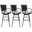 Pemberly Row Set of 3 Outdoor Indoor Extra Tall Stools in White Fabric