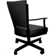 Pemberly Row Leather Dining Caster Chair with Swivel Tilt in Black on Black