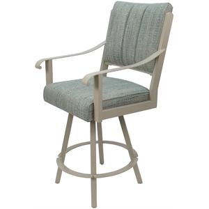 Pemberly Row Counter Bar Stool Swivel Metal 26&quot in Aquatint Teal Fabric Beige