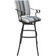 Pemberly Row Set of 3 Outdoor Extra Tall Stools with Arms in Blue and Gray