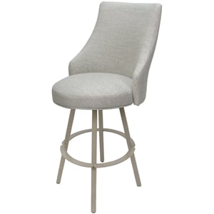 Pemberly Row Extra Tall Stool Swivel Metal 34&quot in Williams Stone Fabric Beige