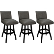 Pemberly Row Set of 3 Swivel Wood Bar Stools 30