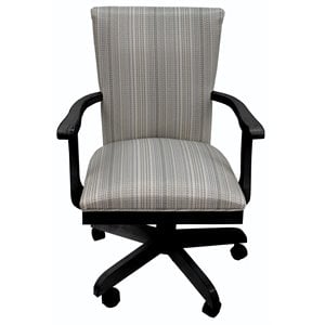 Pemberly Row Swivel Wood Dining Caster Chair on Wheels in Natural Fun in Black