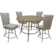 Pemberly Row Outdoor Indoor Patio Dining Set without Arms in White Linen Beige