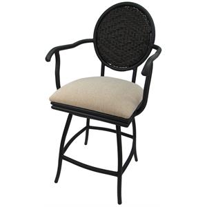 Pemberly Row Swivel Counter 26&quot Bar Stool in Black Powder Coated Frame