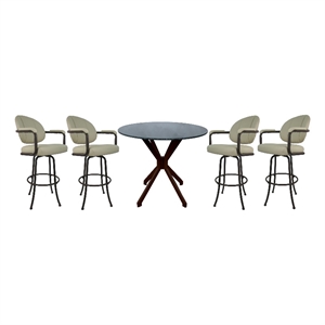 Pemberly Row Crackle Glass Metal Pub Set 26&quot Swivel Counter Stools - Beige Brown