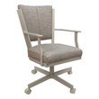 Pemberly Row Swivel Metal Dining Caster Chair in Hemsath Driftwood Fabric Beige