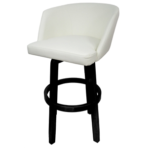 Pemberly Row Extra Tall Swivel Wood Bar Stool 34&quot in Snow White Vinyl in Black