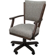 Pemberly Row Caster Wood Dining Chair in Jetty June Tan Fabric Walnut Frame