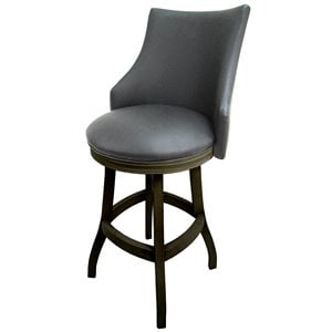 Pemberly Row Contemporary 30&quot Swivel Wood Bar Stool in Gray Dark Shadow