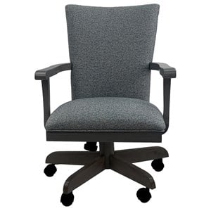 Pemberly Row Swivel Wood Dining Caster Chair on Wheels in Aqua Marine Blue
