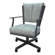 Pemberly Row Swivel Dining Caster Chair in Watusi Aqua Fabric in Gray Metal