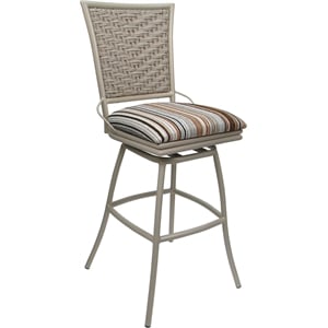 Pemberly Row Outdoor Indoor Swivel Bar Stool 30&quot Armless Driftwood Nutmeg Beige