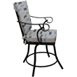Pemberly Row Outdoor/Indoor Patio Dining Chair in B-W Blue Beige Fabric Black