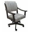 Pemberly Row Swivel Wood Dining Caster Chair in Natural Fun Cream Fabric Gray