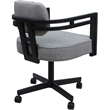 Pemberly Row Swivel Metal Dining Caster Chair in Slate Fabric Black Frame
