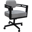 Pemberly Row Swivel Metal Dining Caster Chair in Slate Fabric Black Frame