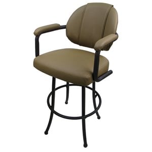 Pemberly Row Swivel Counter Stool 26&quot Seat in Sandstone Brown Vinyl Black Metal