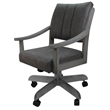 Pemberly Row Caster Solid Wood Dining Chair in NW Elk Charcoal Fabric in Grey
