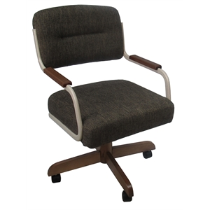 Pemberly Row Swivel Tilt Kitchen Caster Chair with Wheels in Sanora Brown Beige