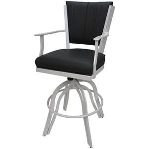 Pemberly Row Swivel Tilt Metal Counter Stool 24&quot Seat in Gray Vinyl White