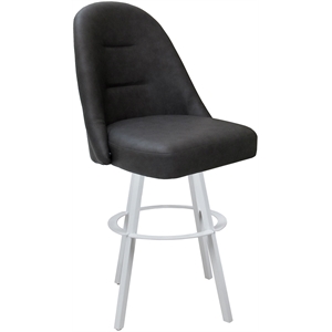 Pemberly Row Swivel Metal Bar Stool 30&quot Seat in Gray Vinyl White Frame