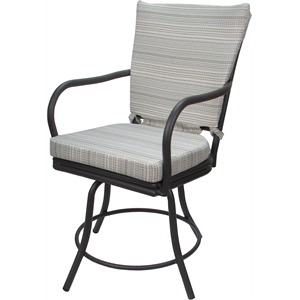 Pemberly Row Outdoor/Indoor Patio Dining Chair with Arms in Cream Fabric Gray