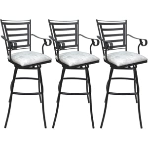 Pemberly Row Set of 3 Counter Stool 26&quot with Arms in Stone Vinyl Gray