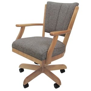 Pemberly Row Caster Solid Wood Dining Chair in Mojave Gray Fabric Natural Frame