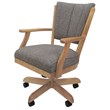 Pemberly Row Caster Solid Wood Dining Chair in Mojave Gray Fabric Natural Frame