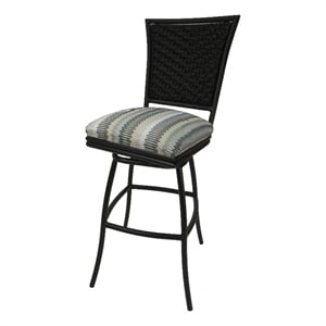 Pemberly Row In/30&quot Bar Stool without Arms in Linen Sun Stripe Fabric Brown