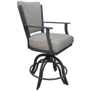 Pemberly Row Swivel Tilt Metal Counter Stool 24&quot Seat in Slate Fabric Gray Frame